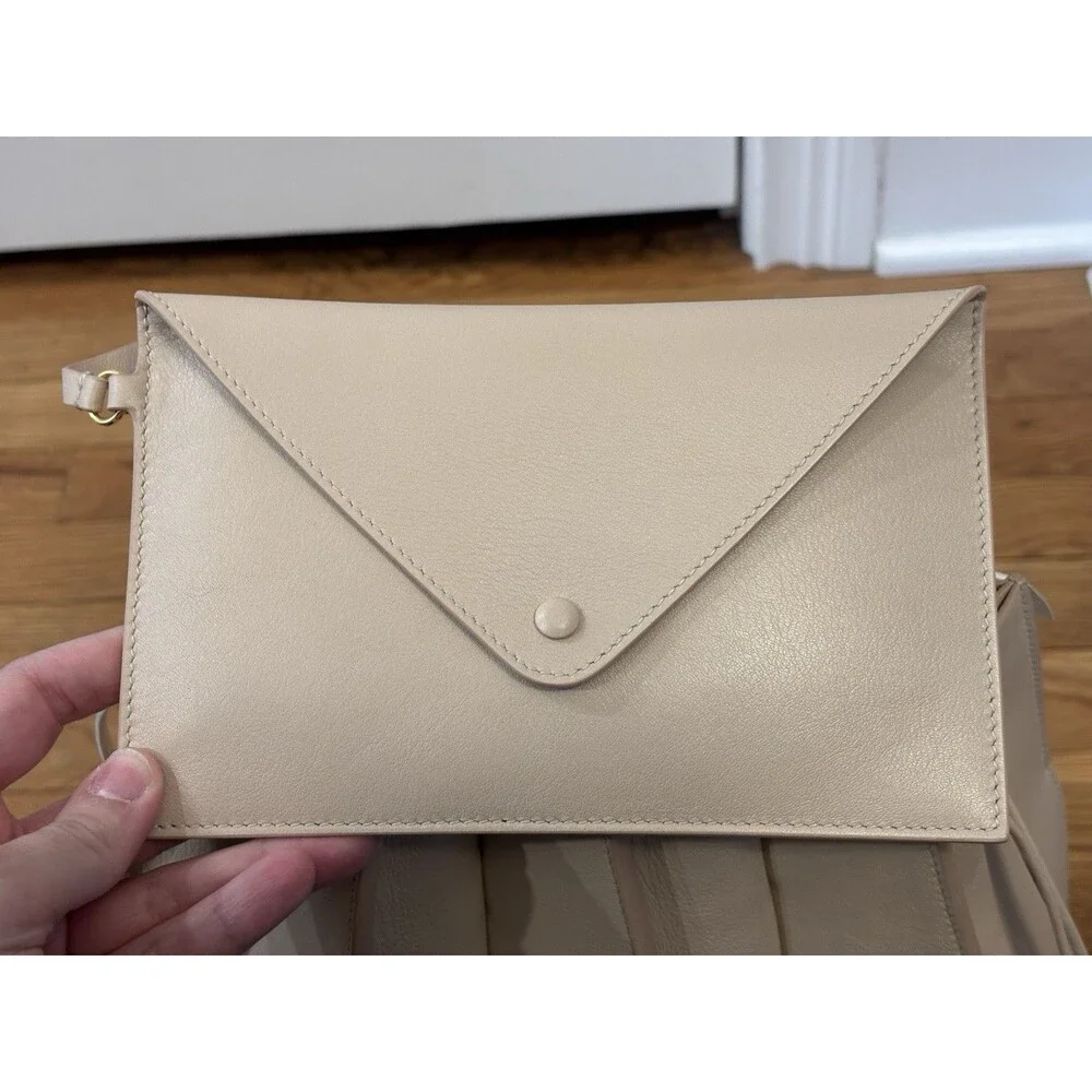 NWT Ulla Johnson Lotus Pleated Bucket Bag Purse Apple Blossom Brown Cream Tote - Picture 11 of 13